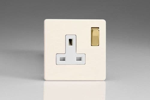 Varilight XDY4VWS.PD Screwless Primed Brass 1 Gang 13A DP Switched Plug Socket Metal Rockers