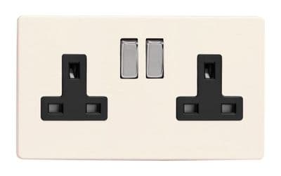Varilight XDY5BS.PD Screwless Primed 2 Gang Double 13A Switched Plug Socket