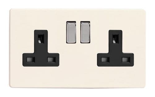Varilight XDY5BS.PD Screwless Primed 2 Gang Double 13A Switched Plug Socket