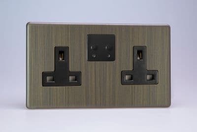 Varilight XDY5VSBS.AB Urban Screwless Antique Brass 2 Gang 13A Wi-Fi Socket for V-Pro Smart Supla
