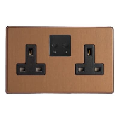 Varilight XDY5VSBS.BZ Urban Screwless Brushed Bronze 2 Gang 13A Wi-Fi Socket for V-Pro Smart Supla