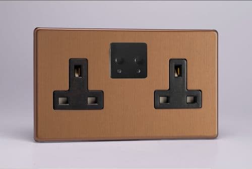 Varilight XDY5VSBS.BZ Urban Screwless Brushed Bronze 2 Gang 13A Wi-Fi Socket for V-Pro Smart Supla