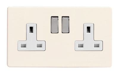 Varilight XDY5WS.PD Screwless Primed 2 Gang Double 13A Switched Plug Socket
