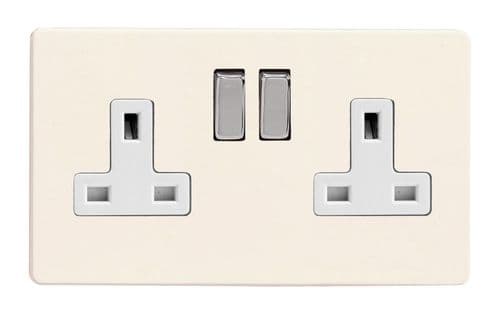 Varilight XDY5WS.PD Screwless Primed 2 Gang Double 13A Switched Plug Socket