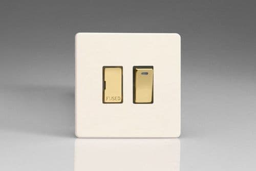 Varilight XDY6NVDS.PD Screwless Primed Brass 13A Switched Fused Spur + Neon Metal Inserts