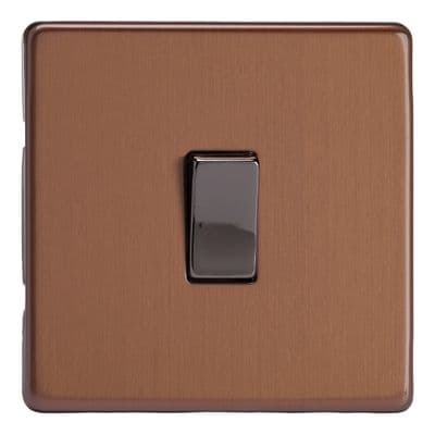 Varilight XDY7S.BZ Screwless Brushed Bronze 1 Gang 10A Intermediate Rocker Light Switch