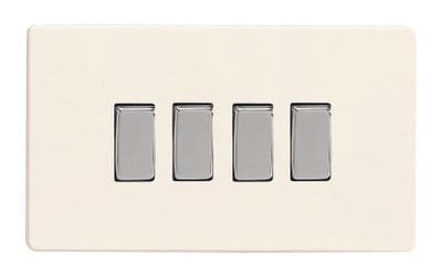 Varilight XDY9S.PD Screwless Primed 4 Gang 10A 1 or 2 Way Rocker Light Switch