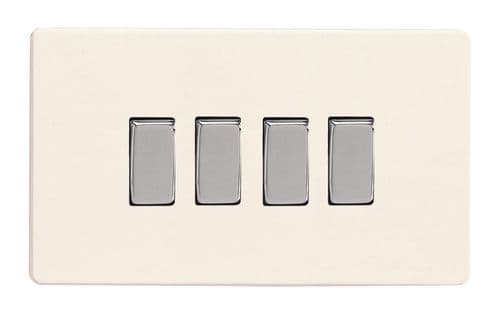 Varilight XDY9S.PD Screwless Primed 4 Gang 10A 1 or 2 Way Rocker Light Switch
