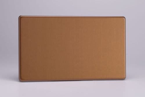 Varilight XDYDBS.BZ Screwless Brushed Bronze 2 Gang Double Blank Plate