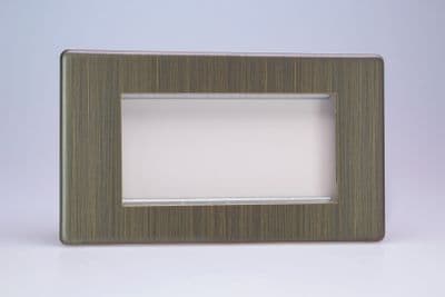 Varilight XDYG4S.AB Urban Screwless Antique Brass DataGrid Twin Plate (4 Grid Spaces)