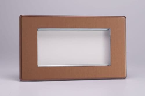 Varilight XDYG4S.BZ Screwless Brushed Bronze DataGrid Twin Plate (4 DataGrid Spaces)