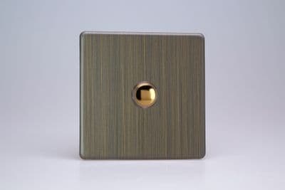 Varilight XDYM1S.AB Urban Screwless Antique Brass 1-Gang 6A 1-Way Push-to-Make Momentary Switch