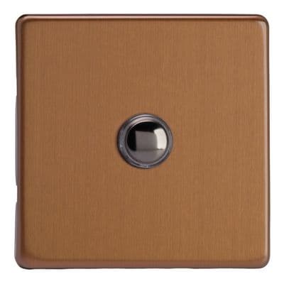 Varilight XDYM1S.BZ Screwless Brushed Bronze 1-Gang 6A 1-Way Push-to-Make Momentary Switch