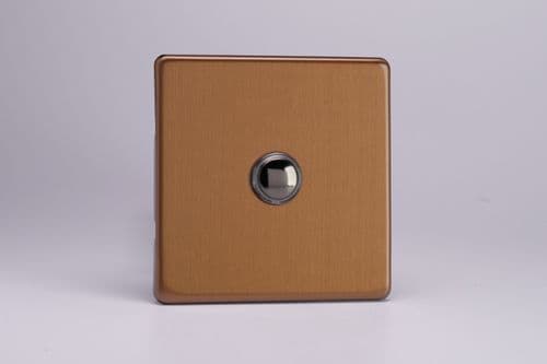 Varilight XDYM1S.BZ Screwless Brushed Bronze 1-Gang 6A 1-Way Push-to-Make Momentary Switch