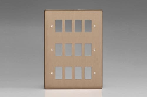 Varilight XDYPG12.BC PowerGrid Brushed Copper 12-Gang Grid Plate (Double Twin Plate)