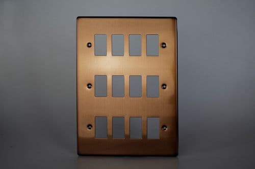 Varilight XDYPG12.BZ PowerGrid Brushed Bronze 12-Gang Grid Plate (Double Twin Plate)