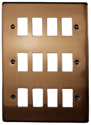 Varilight XDYPG12.BZ PowerGrid Brushed Bronze 12-Gang Grid Plate (Double Twin Plate)