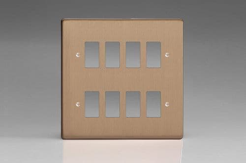 Varilight XDYPG8.BC PowerGrid Brushed Copper 8-Gang Grid Plate (Double Twin Plate)