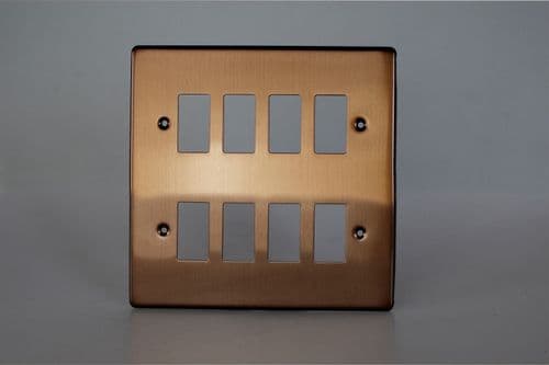 Varilight XDYPG8.BZ PowerGrid Brushed Bronze 8-Gang Grid Plate (Double Twin Plate)