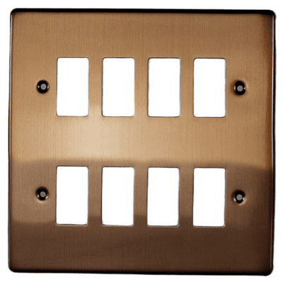 Varilight XDYPG8.BZ PowerGrid Brushed Bronze 8-Gang Grid Plate (Double Twin Plate)