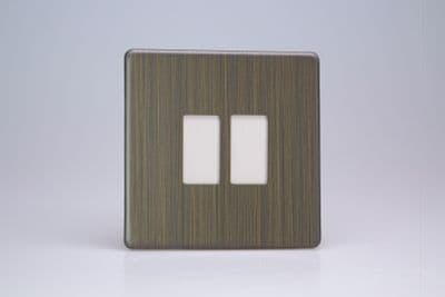 Varilight XDYPGY2S.AB Urban Screwless Antique Brass 2 Gang PowerGrid Plate inc Yoke (Single Plate)