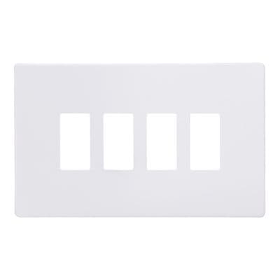 Varilight XDYPGY4S.PD Screwless Primed 4 Gang PowerGrid Plate (Twin Plate)