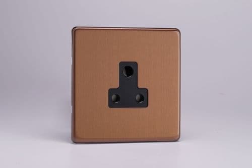 Varilight XDYRP5ABS.BZ Screwless Brushed Bronze 1 Gang 5A Round Pin Plug Socket
