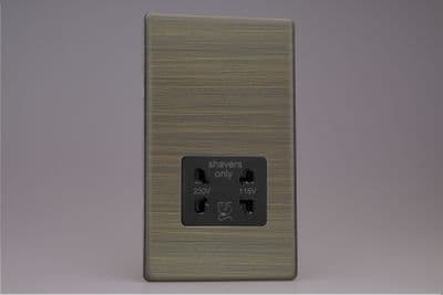 Varilight XDYSSBS.AB Urban Screwless Antique Brass Dual Voltage Shaver Socket 230V/115V