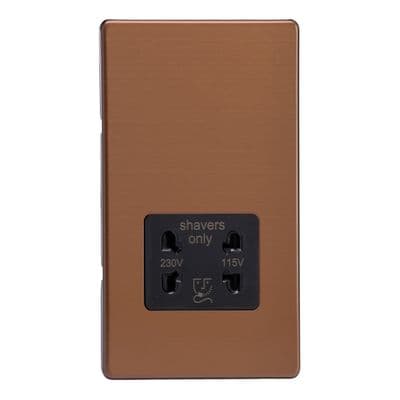 Varilight XDYSSBS.BZ Screwless Brushed Bronze Dual Voltage Shaver Socket 230V/115V