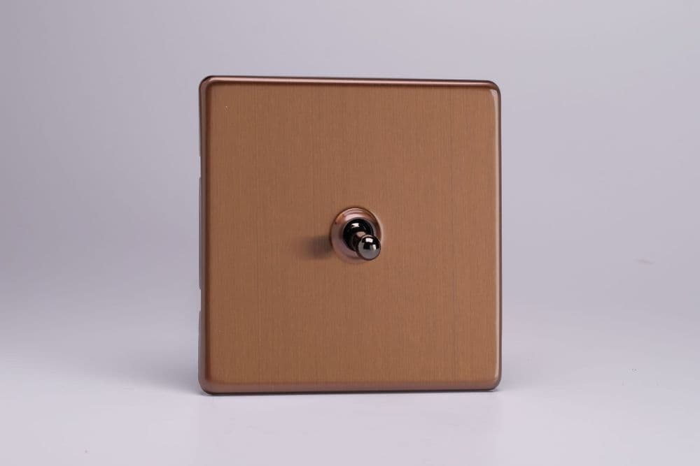 Varilight XDYT1S.BZ Screwless Brushed Bronze 1 Gang 10A 1 or 2 Way Toggle Light Switch