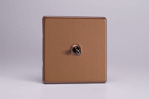 Varilight XDYT1S.BZ Screwless Brushed Bronze 1 Gang 10A 1 or 2 Way Toggle Light Switch