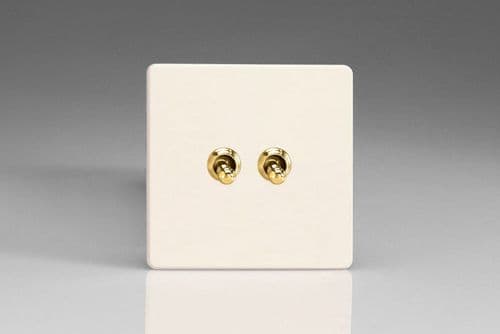 Varilight XDYT2VS.PD Screwless Primed Brass 2 Gang 10A 2 Way Toggle Light Switch