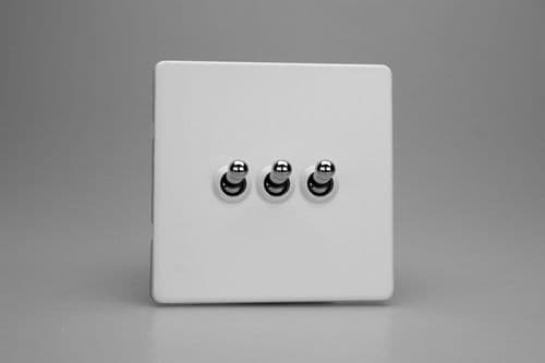Varilight XDYT3S.PD Screwless Primed 3 Gang 10A 1 or 2 Way Toggle Light Switch