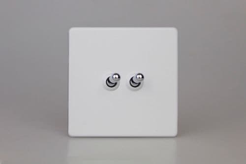 Varilight XDYT77S.PD Screwless Primed Chrome 2 Gang 10A Intermediate Toggle Light Switch
