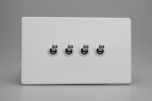 Varilight XDYT9S.PD Screwless Primed 4 Gang 10A 1 or 2 Way Toggle Light Switch