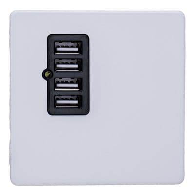 Varilight XDYU4BS.PD Screwless Primed 4 Gang 5V DC 4800mA USB Charging Port (Single Plate)