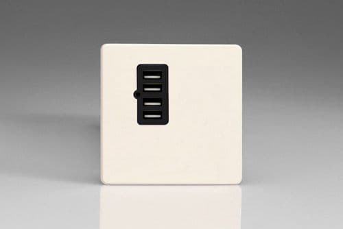 Varilight XDYU4BS.PD Screwless Primed 4 Gang 5V DC 4800mA USB Charging Port (Single Plate)
