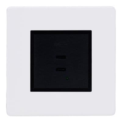 Varilight XDYU65BS.PD Screwless Primed Dual 65W USB C+C Charger (Single Plate)