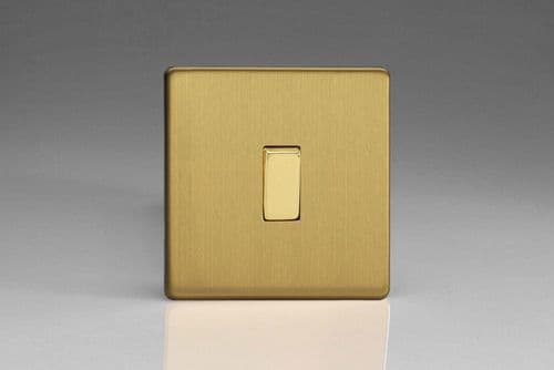 Varilight XEB1S Euro Brushed Brass 1 Gang 10A 1 or 2 Way Rocker Light Switch