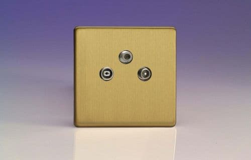 Varilight XEB3RTVS Euro Brushed Brass 3 Gang Radio/TV/Satellite Termination Socket