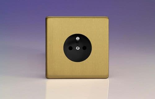 Varilight XEB4FB Euro Brushed Brass 1 Gang 16A Flush Socket with Pin Earth