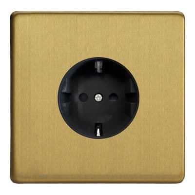 Varilight XEB5FB Euro Brushed Brass 1 Gang 16A Flush Socket with Schuko Earth