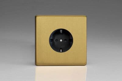 Varilight XEB5FB Euro Brushed Brass 1 Gang 16A Flush Socket with Schuko Earth