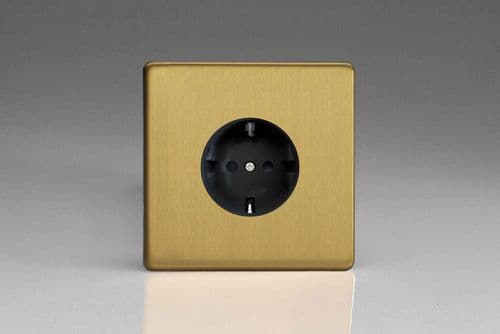 Varilight XEB5FB Euro Brushed Brass 1 Gang 16A Flush Socket with Schuko Earth