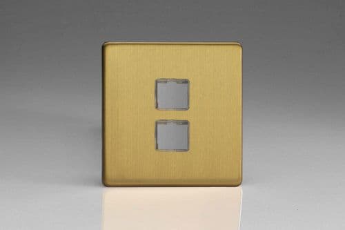 Varilight XEBD2S European Brushed Brass 2 Gang Keystone Data Plate