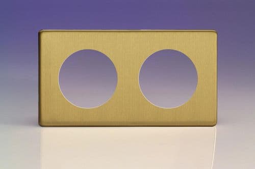 Varilight XEBG2S Euro Brushed Brass VariGrid 2 GangPlate to fit Z1E products