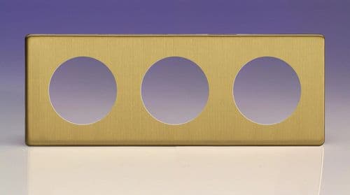 Varilight XEBG3S Euro Brushed Brass VariGrid 3 GangPlate to fit Z1E products