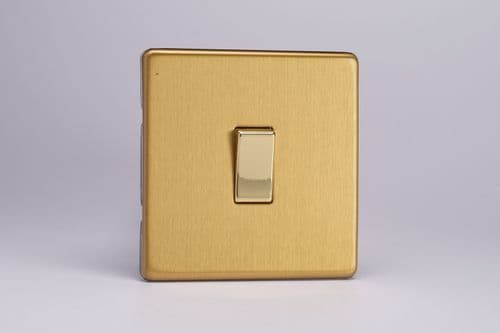 Varilight XEBR1S European Brushed Brass 1 Gang 6A 1 Way Push-to-Make Retractive Switch