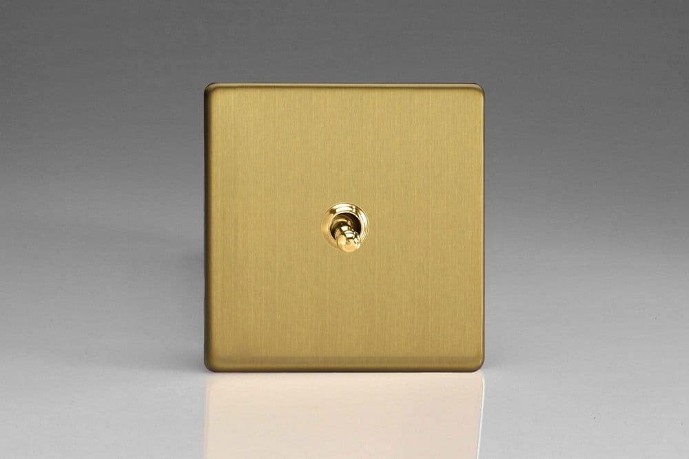 Varilight XEBT1S Euro Brushed Brass 1 Gang 10A 1 or 2 Way Toggle Light Switch