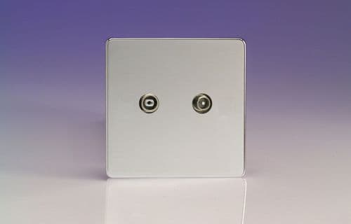 Varilight XEC2RTVS Euro Polished Chrome 2 Gang Radio/TV Termination Socket